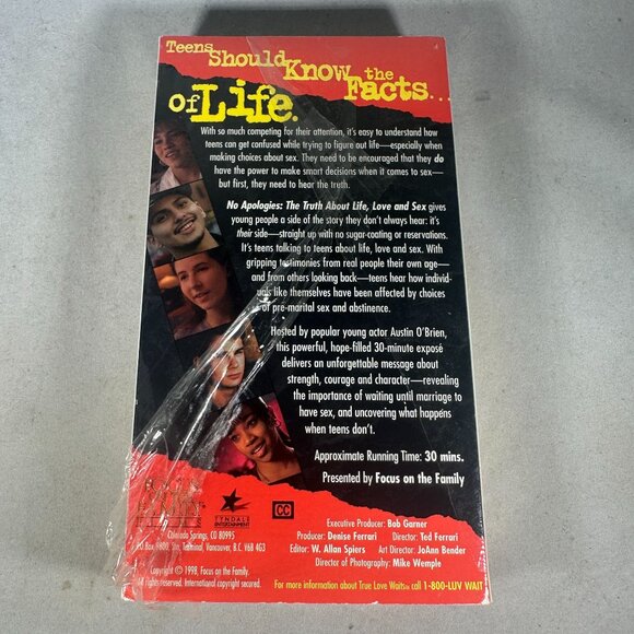 No Apologies The Truth About Life Love Sex VHS 1998 Sealed Focus Family - Picture 2 of 4